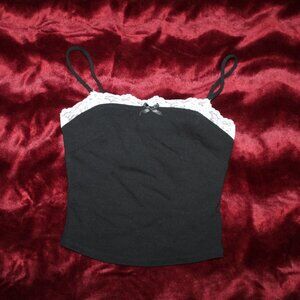 Black and white lace crop top